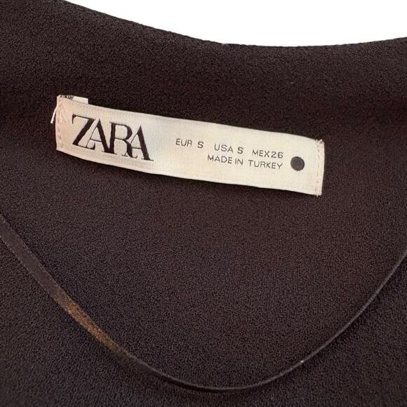 Zara Black Covktail Dress - Long Sleeve Plunge Wrap Bodycon - Small - Picture 5 of 7